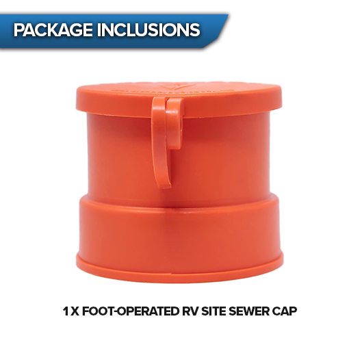 Foot-Operated RV Site Sewer Cap