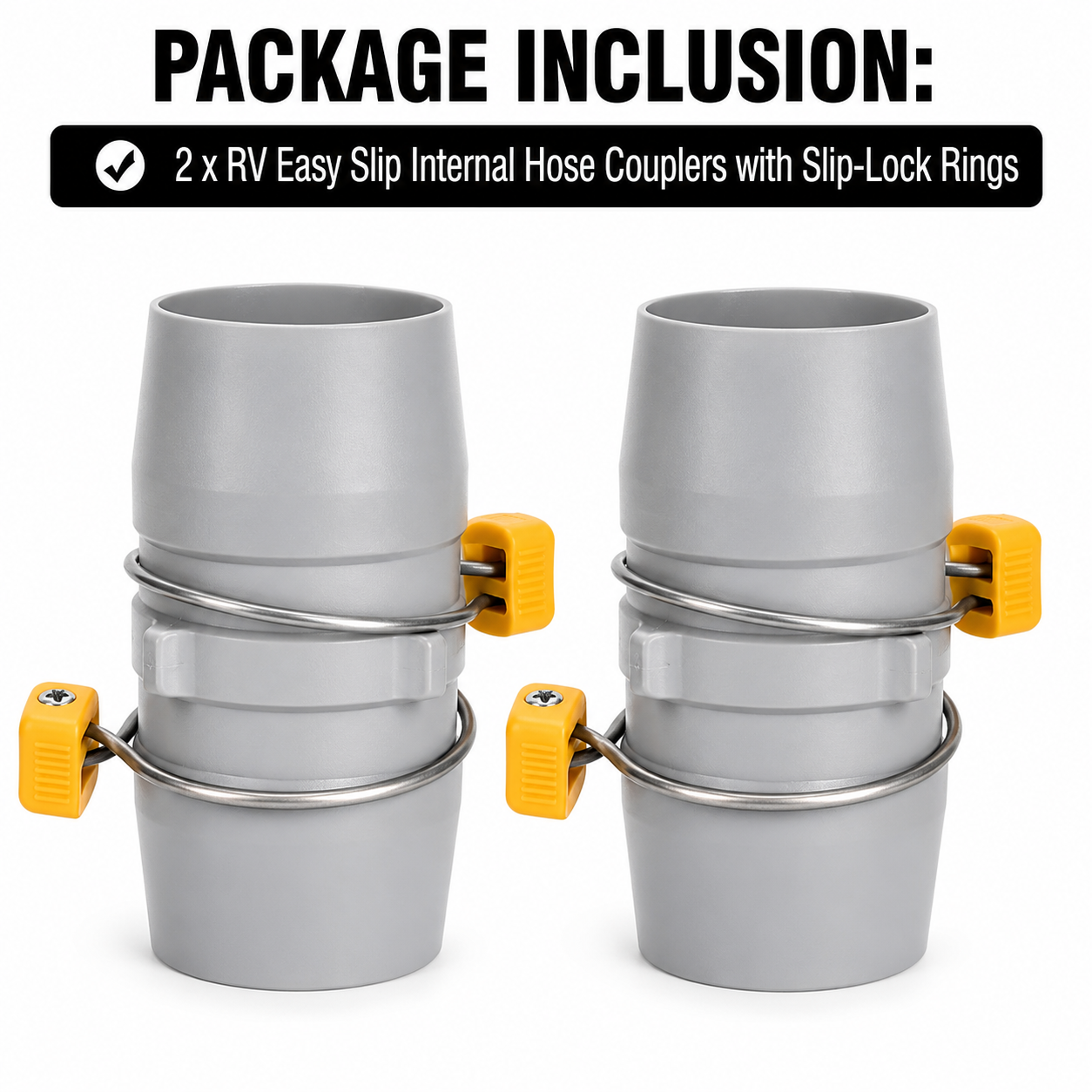 2-Pack RV Easy Slip Internal Hose Coupler with Slip-Lock Rings