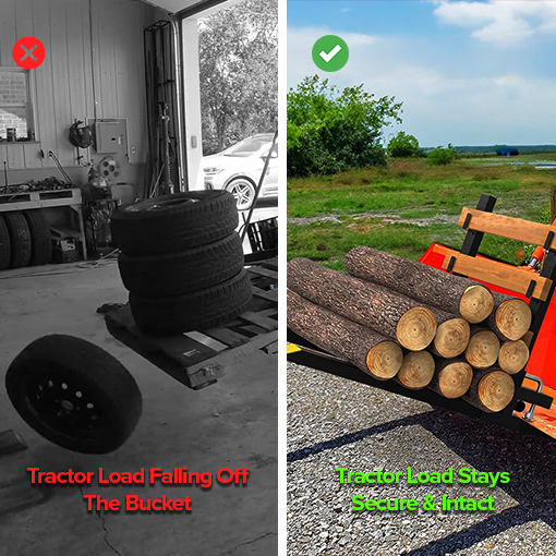 Clamp On Pallet Forks with Adjustable Stabilizer Bar & Anti-roll Bar