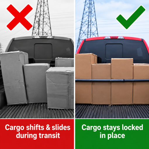 40"-70" Adjustable Heavy Duty Cargo Load Lock Bar with 16" Divider Bar & Storage Net