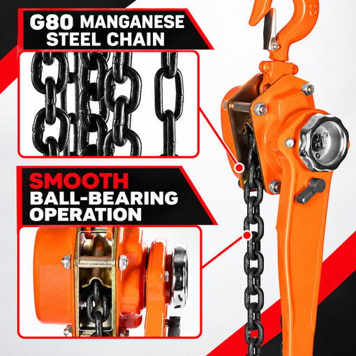 Heavy-Duty 3/4 Ton 10 Feet Levered Chain Hoist