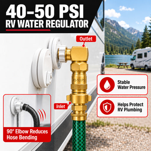 RV Water Pressure Regulator Kit with 90-Degree Swivel Elbow