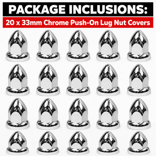 20-Pack Semi-Truck Push-On Lug Nut Cover