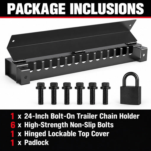 Heavy-Duty 24-Inch Bolt-On Trailer Chain Holder