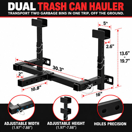 2" Dual Trash Can Hauler Hitch