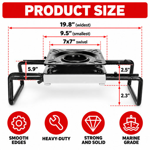 Clamp-On Boat Seat Swivel Base Mount