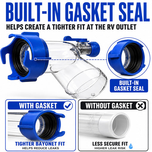 RV Sewer Drain Gate with 45-Degree Elbow Adapter