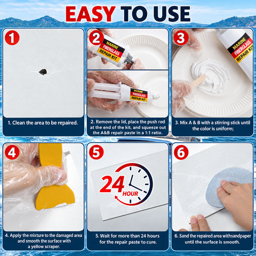 All-in-One Marine Fiberglass Repair Kit (White)