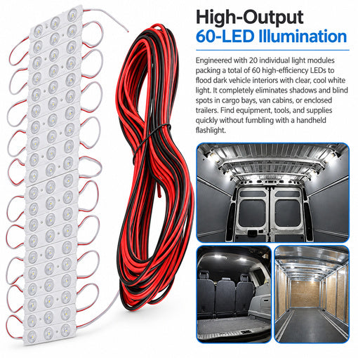 Plug-and-Play 12V 60-LED Interior Van Light Kit