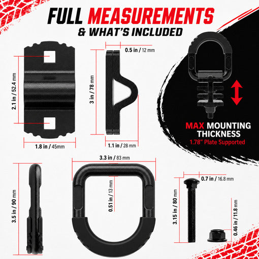 Bolt-On Trailer D-Ring Tie Down Anchors with Rubber Isolators