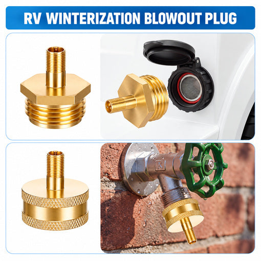 RV Winterizing Hose with Pressure Gauge Control Valve and Blowout Adapters