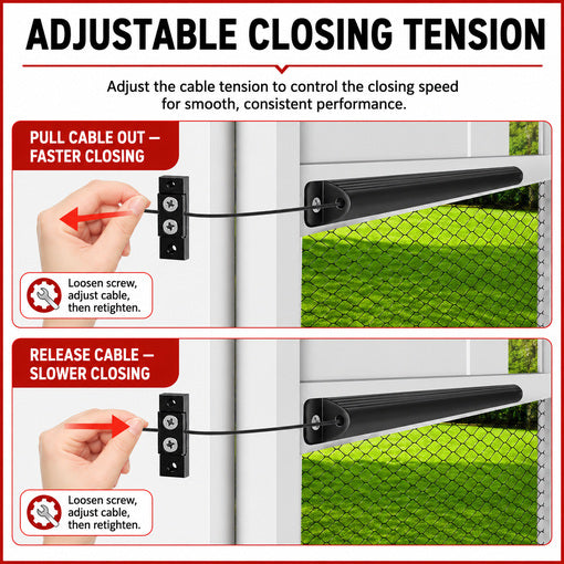 17-inch Universal Fit Aluminum Automatic RV Screen Door Closer Kit