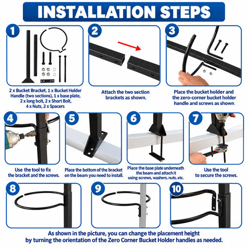 Zero Turn Mower Assist Handle with Bucket Holder