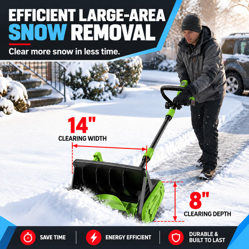 14" Cordless Snow Shovel with 2 Batteries