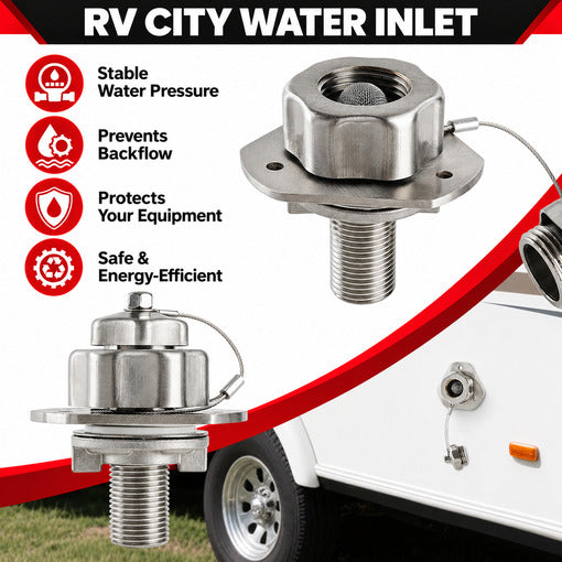 All Metal RV City Water Inlet With Check Valve Replacement
