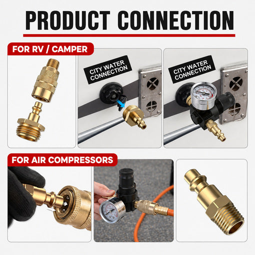 RV Winterization Blowout Kit with Pressure Regulator & Gauge