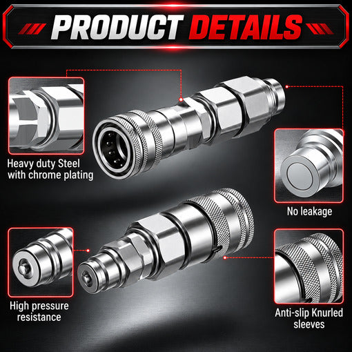 1/2" Flat Face ISO 16028 to ISO 5675 Hydraulic Coupler Adapter Set