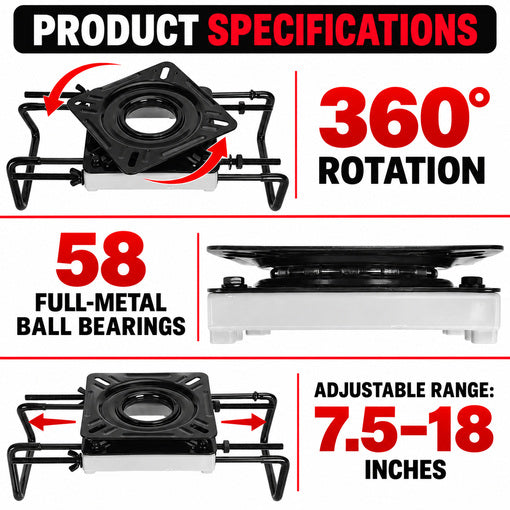Clamp-On Boat Seat Swivel Base Mount