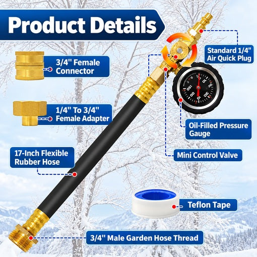 17" Quick Connect RV Winterizing Kit with Pressure Gauge