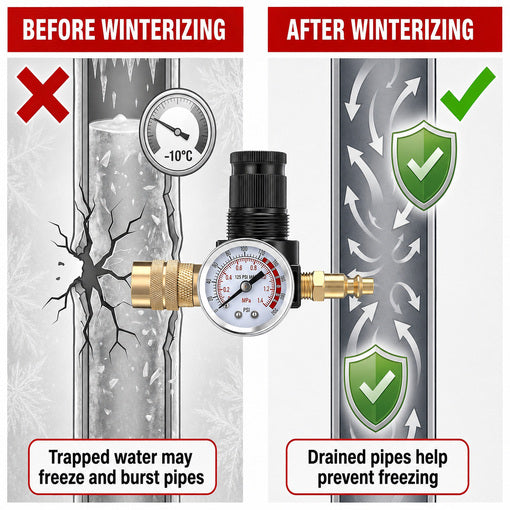 RV Winterization Blowout Kit with Pressure Regulator & Gauge