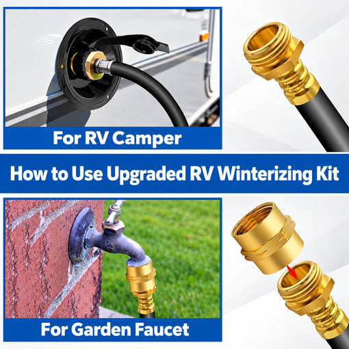 60-Inch Long RV Winterizing Hose with Pressure Gauge