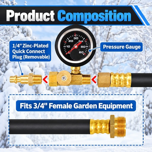 17" Quick Connect RV Winterizing Kit with Pressure Gauge