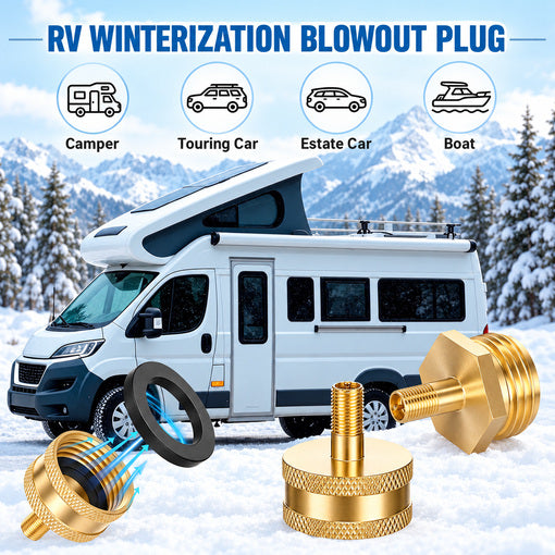 RV Winterizing Hose with Pressure Gauge Control Valve and Blowout Adapters