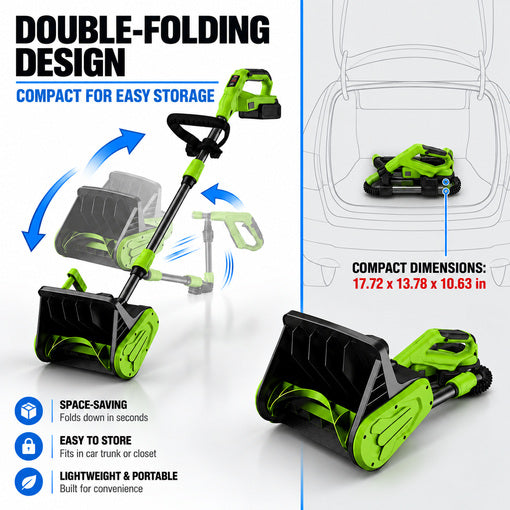 14" Cordless Snow Shovel with 2 Batteries