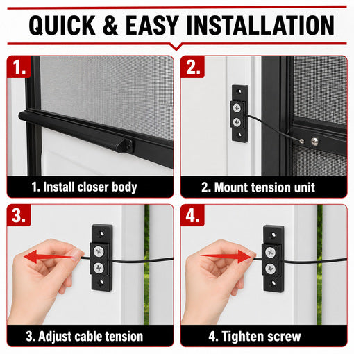 17-inch Universal Fit Aluminum Automatic RV Screen Door Closer Kit