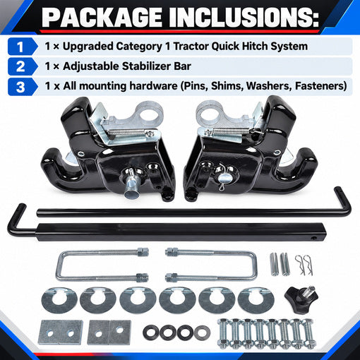 Upgraded Category 1 Tractor Quick Hitch System