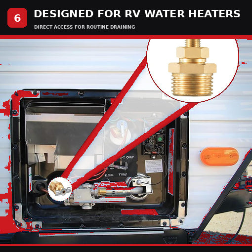 2-Pack 1/2" RV Water Heater Drain Valve Replacement