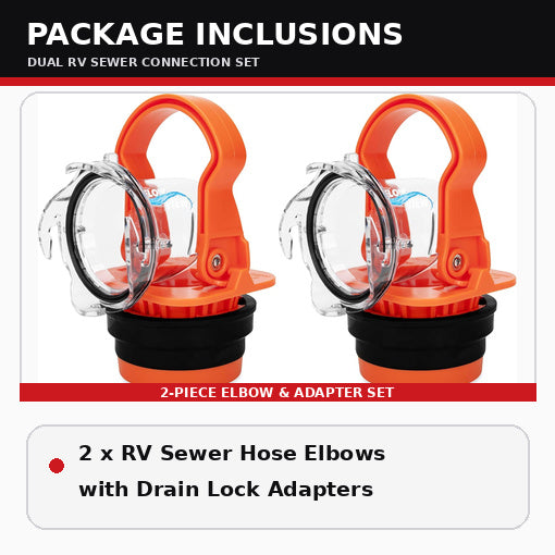 2-Pack RV Sewer Hose Elbow with Drain Lock Adapter