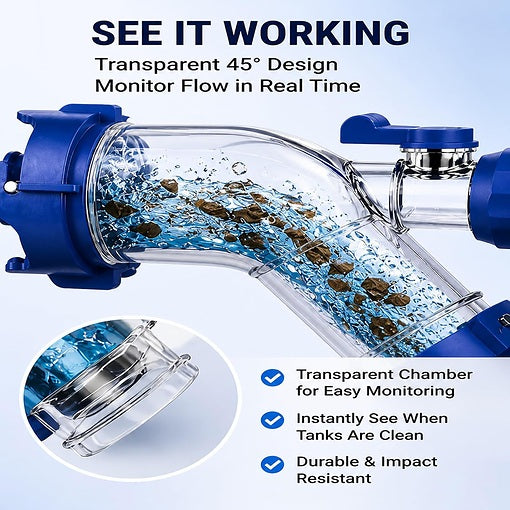 45-Degree RV Sewer Hose Rinser with Shut-off Valve