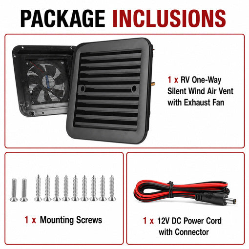 RV One-Way Silent Wind Air Vent with Exhaust Fan
