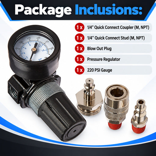 Quick Connect RV Winterization Blowout Kit with Pressure Regulator & Gauge