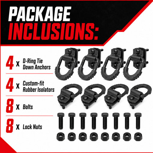 Bolt-On Trailer D-Ring Tie Down Anchors with Rubber Isolators