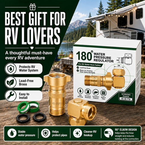 RV 40-50 PSI Water Pressure Regulator with 90-Degree Hose Elbow