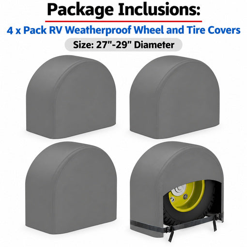 4-Pack RV Weatherproof Wheel and Tire Covers