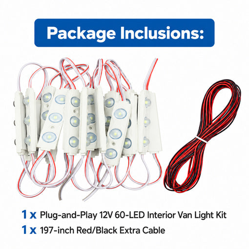 Plug-and-Play 12V 60-LED Interior Van Light Kit
