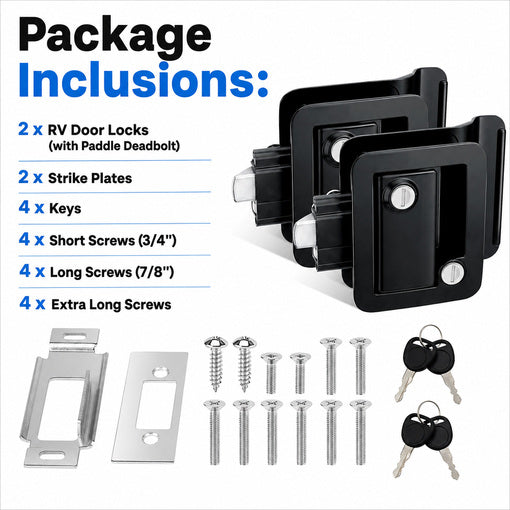 2-Pack RV Door Locks Replacement with Paddle Deadbolt