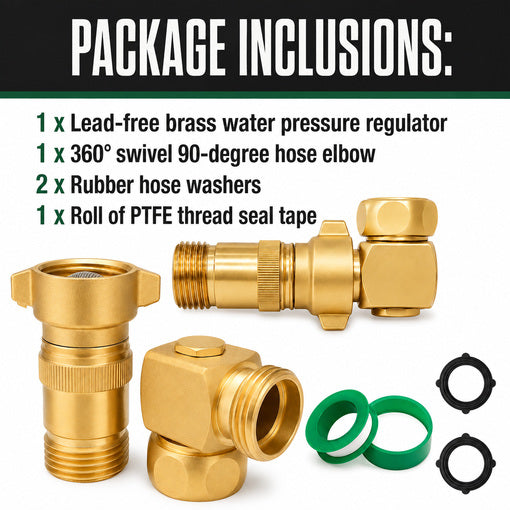 RV 40-50 PSI Water Pressure Regulator with 90-Degree Hose Elbow