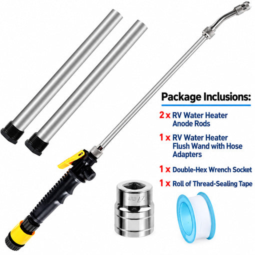 5-Pack RV Water Heater Anode Rod & Flush Wand Kit