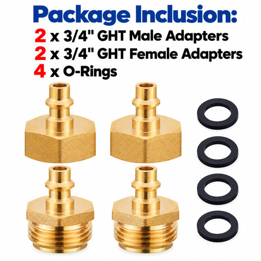 4PCS RV Winterizing Blowout Adapter Set 1/4" QC Plug to 3/4" GHT