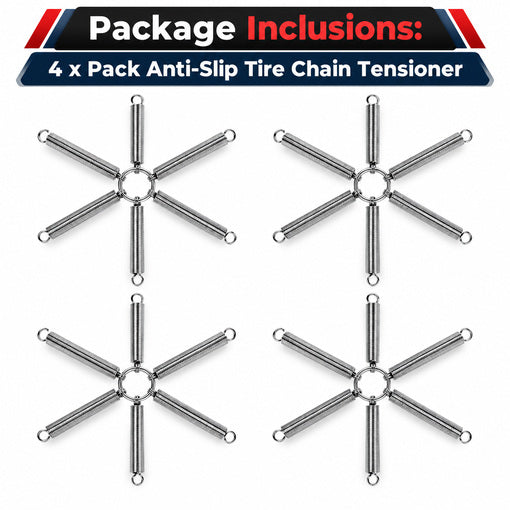 4-Pack Anti-Slip Tire Chain Tensioner