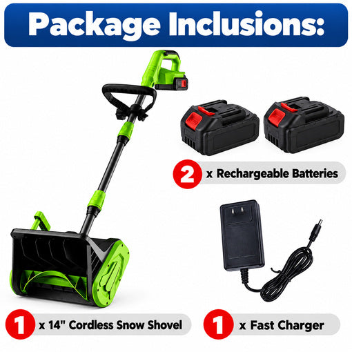 14" Cordless Snow Shovel with 2 Batteries