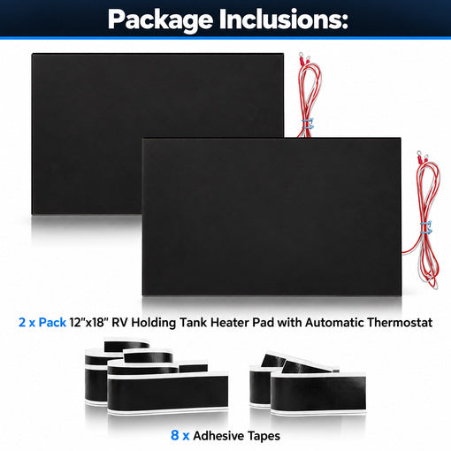 2-Pack 12"x18" RV Holding Tank Heater Pad with Automatic Thermostat