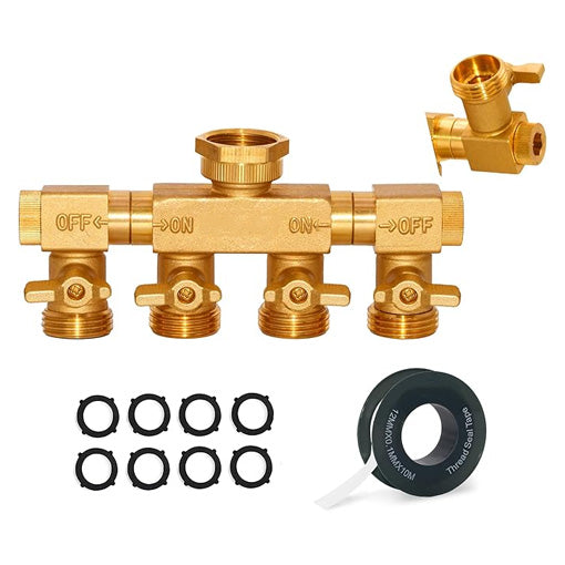 4-Way Hose Splitter with Rotating Arms