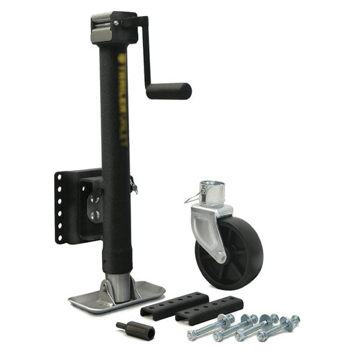 Bolt-On Sidewind Swivel Trailer Jack With Wheel