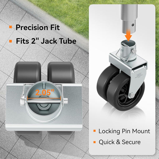Heavy Duty Dual 6" Trailer Jack Swivel Caster