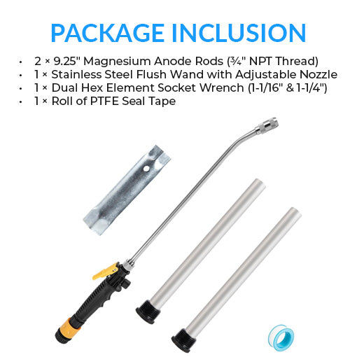 RV Water Heater Anode Rod and Tank Rinser Set